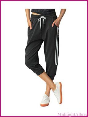 Women's Capri Sweatpants 95% Cotton Slim Fit Joggers for Yoga Lounge
